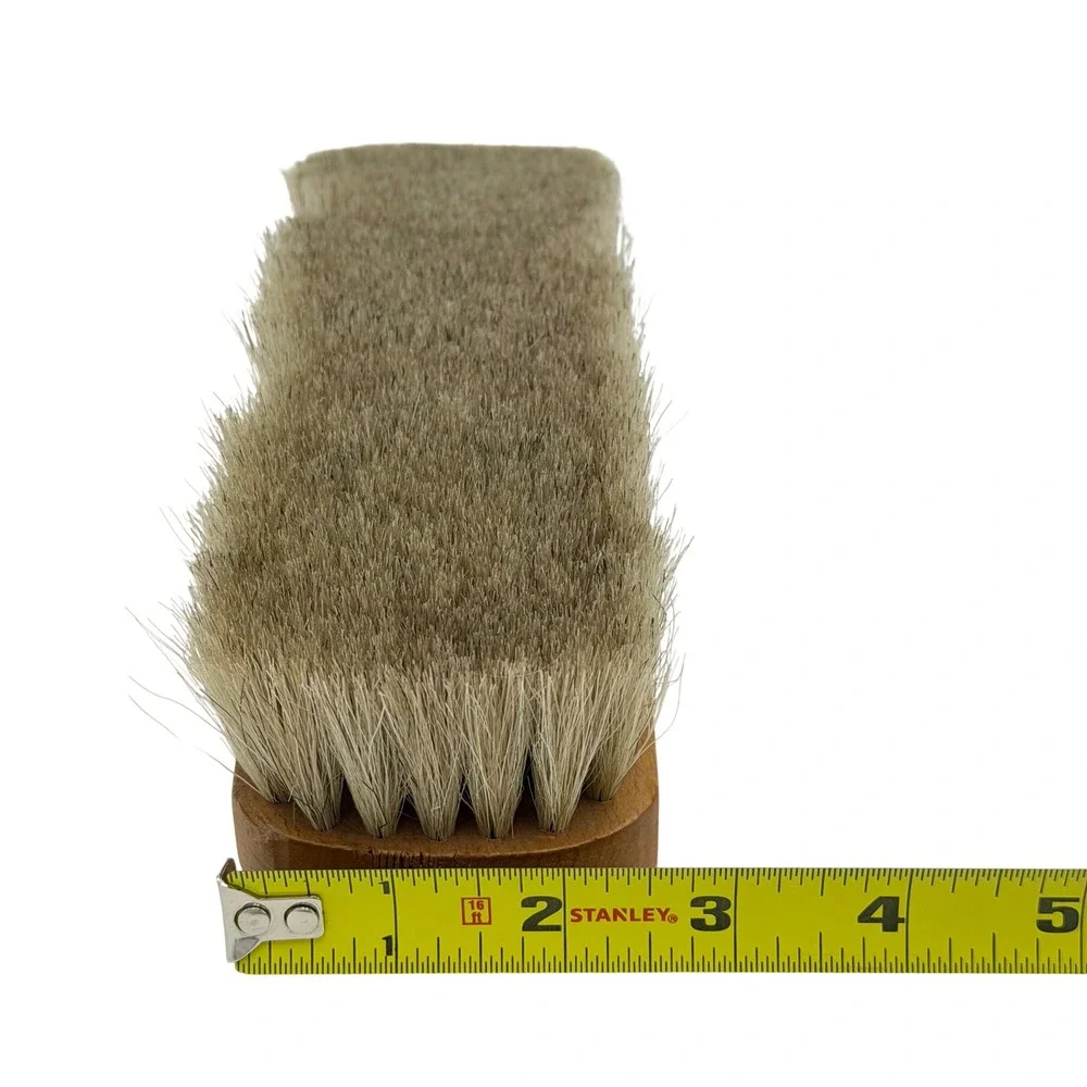 Vtg 100% Horsehair Shoe Boot Shine Soft Brush Wood Handle Leather Buffing 8